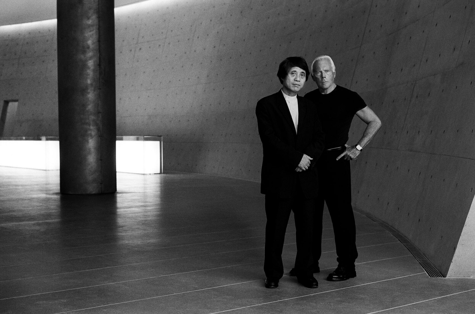 Tadao Ando y Giorgio Armani, 2001. Fotografía por Roger Hutchings