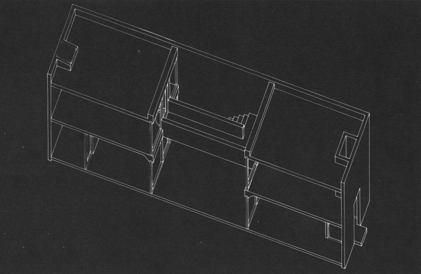 Axonometry. Azuma House by Tadao Ando.