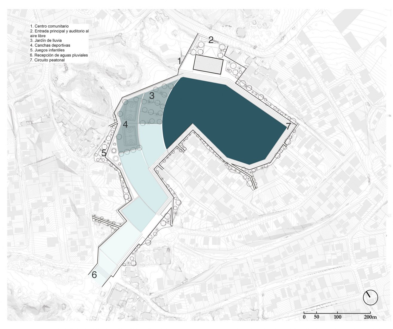Plano situación del Parque Represo Colosio por Taller Capital.