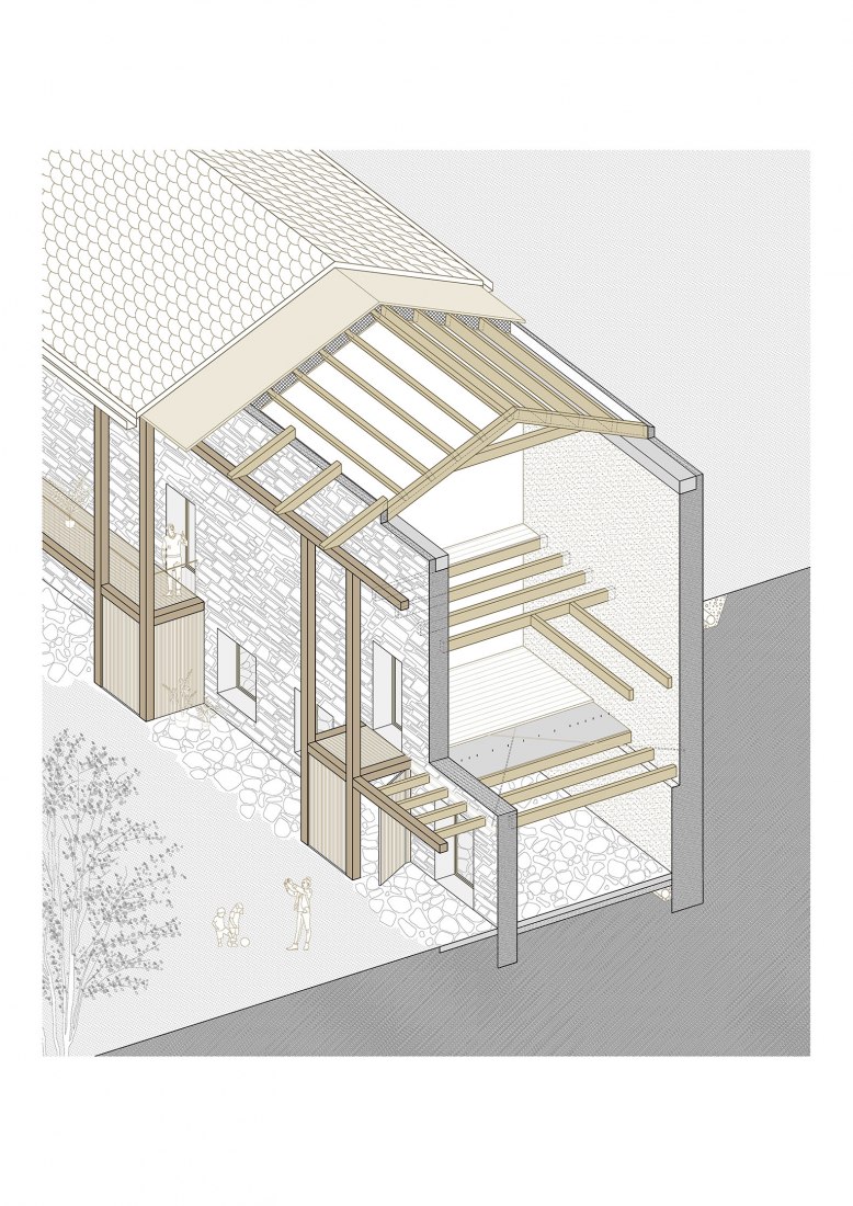 Axonometry. Can Biel by SAU Taller d'Arquitectura.