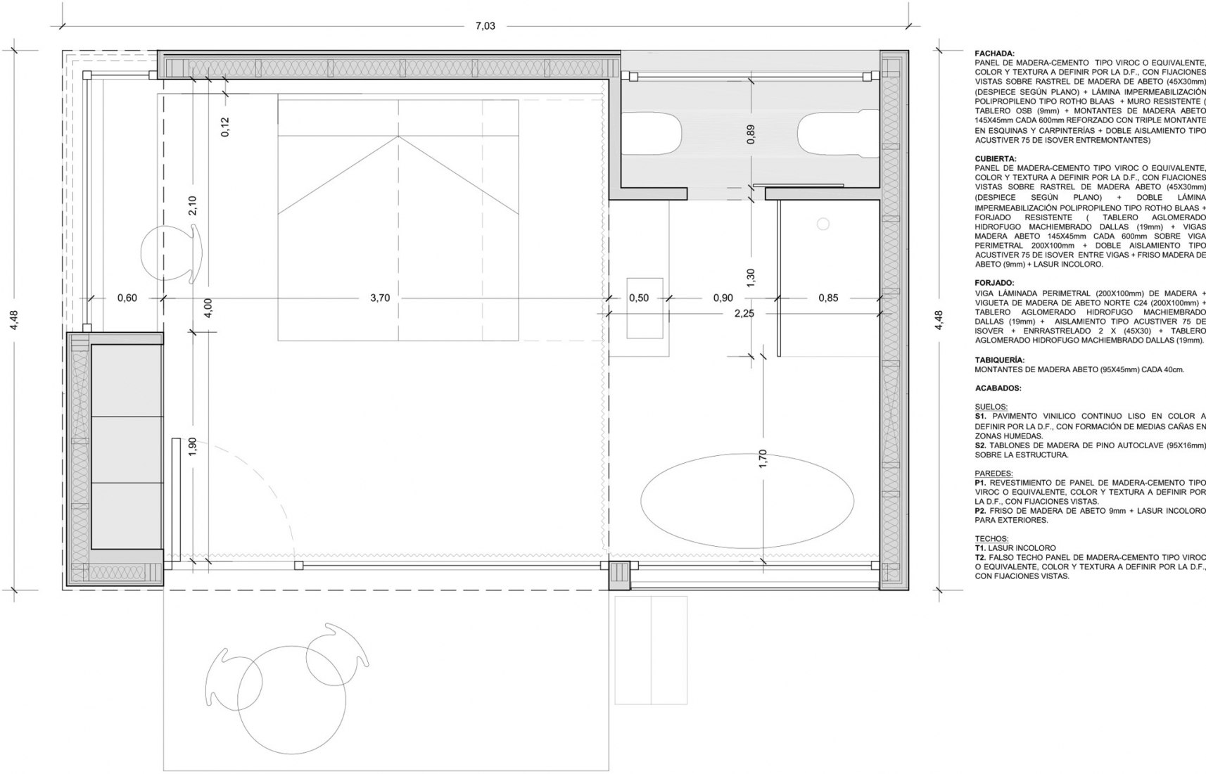 Floor plan. Residential modules Balneario de Ariño by Tangram.