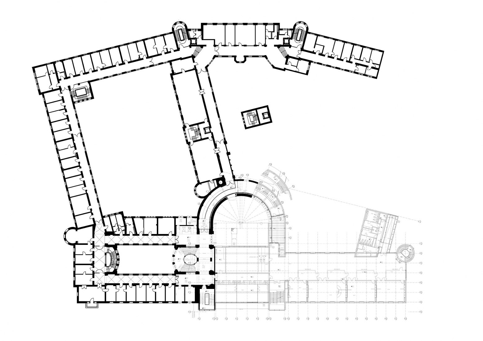 Planta segunda. Tribunal Regional de Magdeburgo por Tchoban Voss Architekten