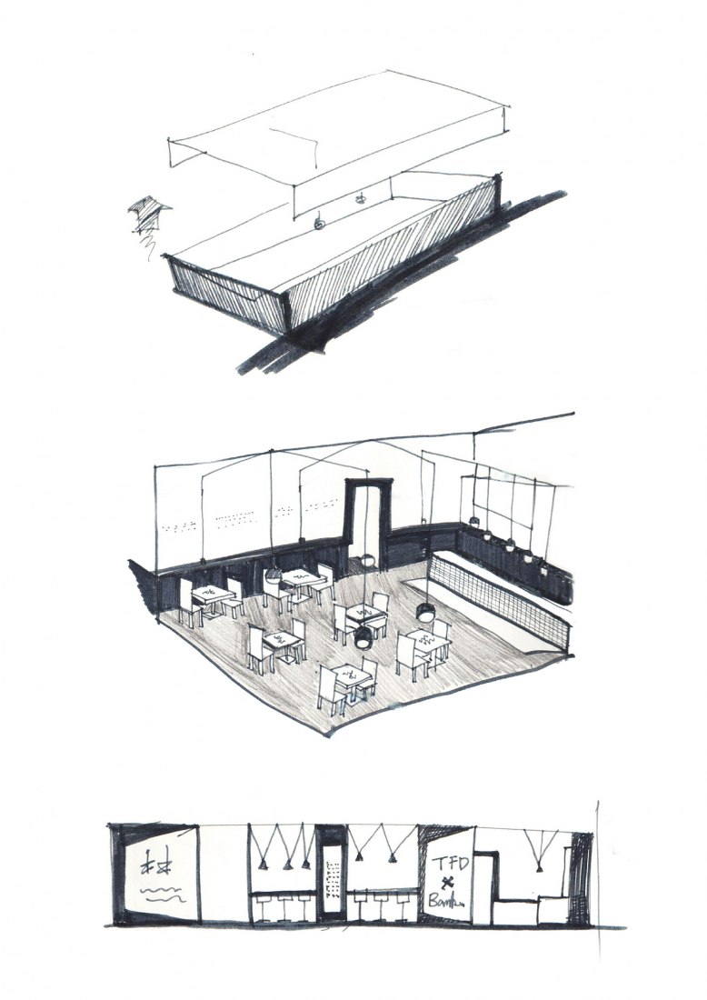Hand drawing. TFD Restaurant by Leaping Creative