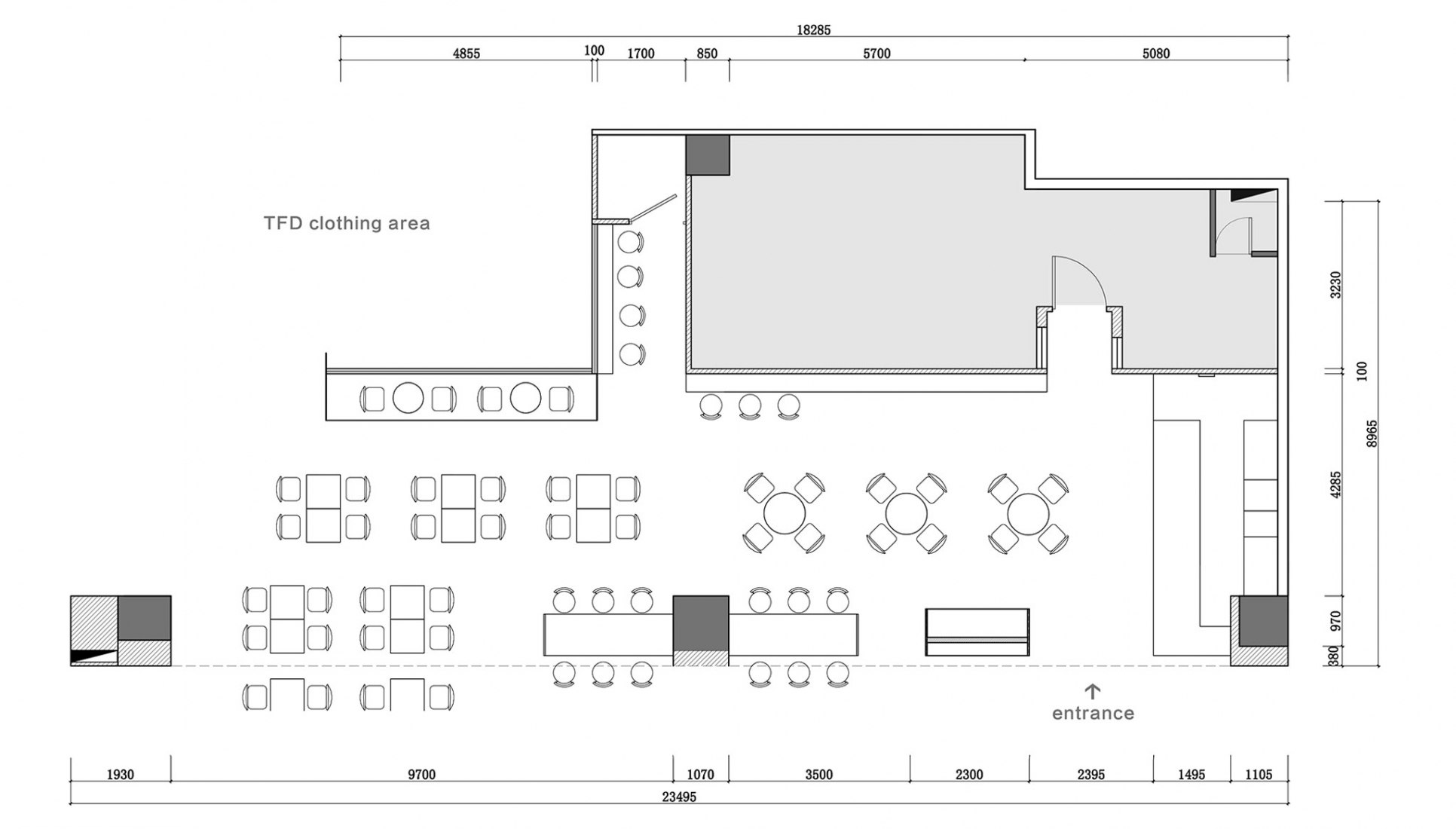 Ground floor plan. TFD Restaurant by Leaping Creative