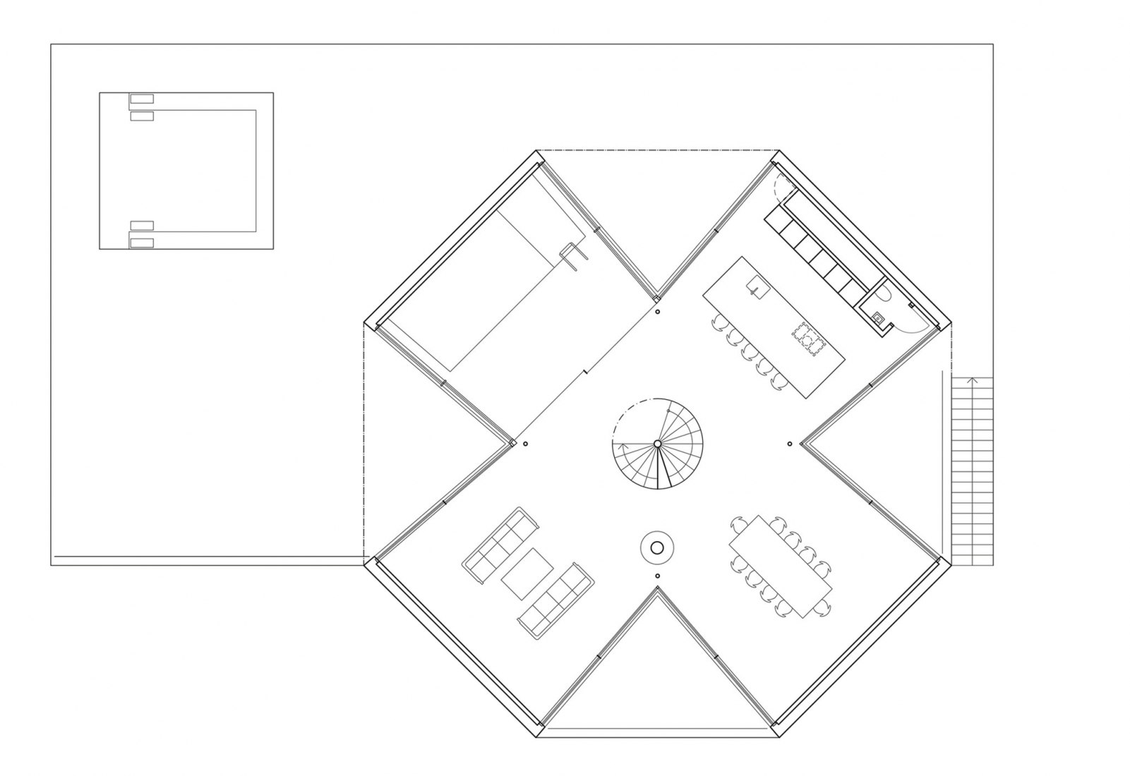 First floor plan. House on a Hill by Tham & Videgård Arkitekter. 