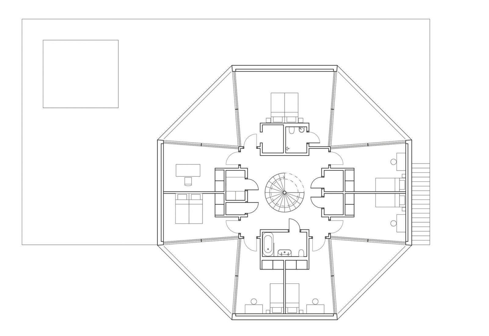 Second floor plan. House on a Hill by Tham & Videgård Arkitekter. 
