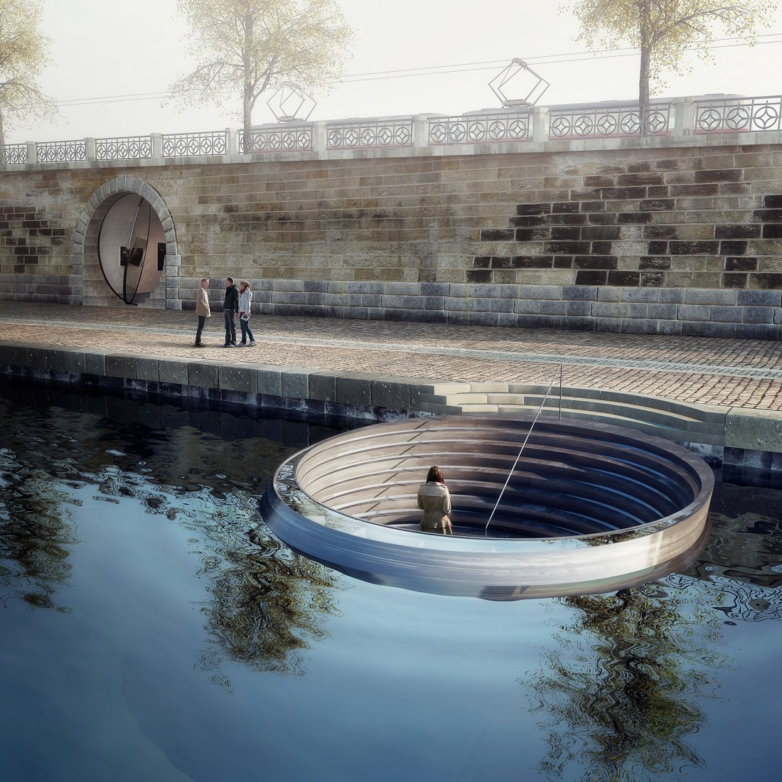 Visualización aseos Visualización aseos flotantes. Aseos flotantes. La orilla del río de Praga por petrjanda / brainworkflotantes. Visualización. Terminal. La orilla del río de Praga por petrjanda / brainwork