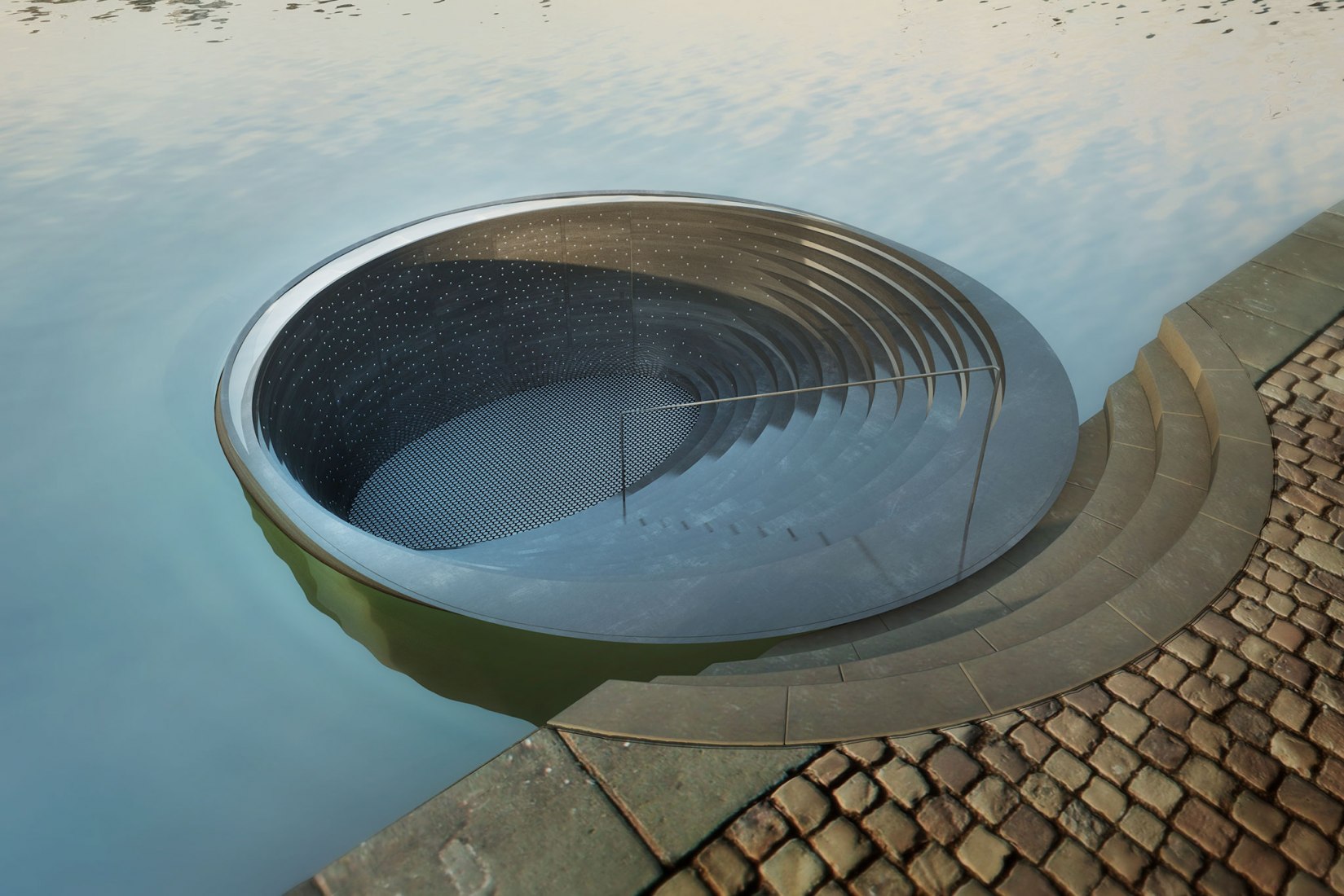 Visualización aseos flotantes. Aseos flotantes. La orilla del río de Praga por petrjanda / brainwork