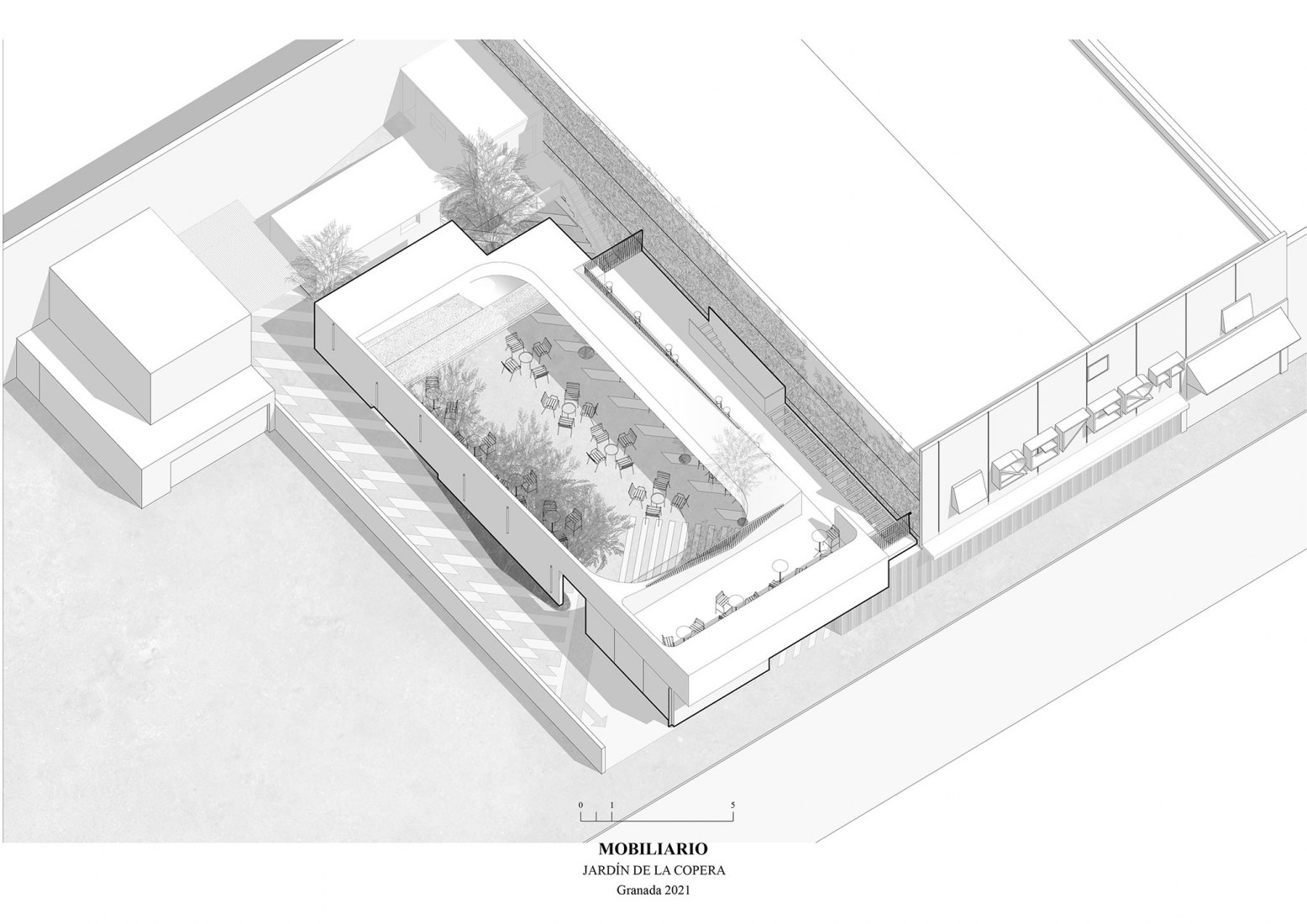 Mobiliario. El Jardín de la Copera por Tomás García Píriz Studio.