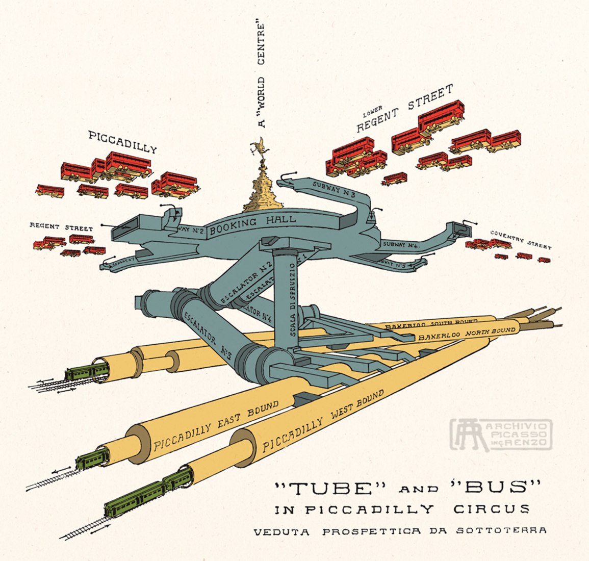 Renzo Picasso The new Piccadilly Circus station in London, 1929. Archivio Renzo Picasso, Genoa
