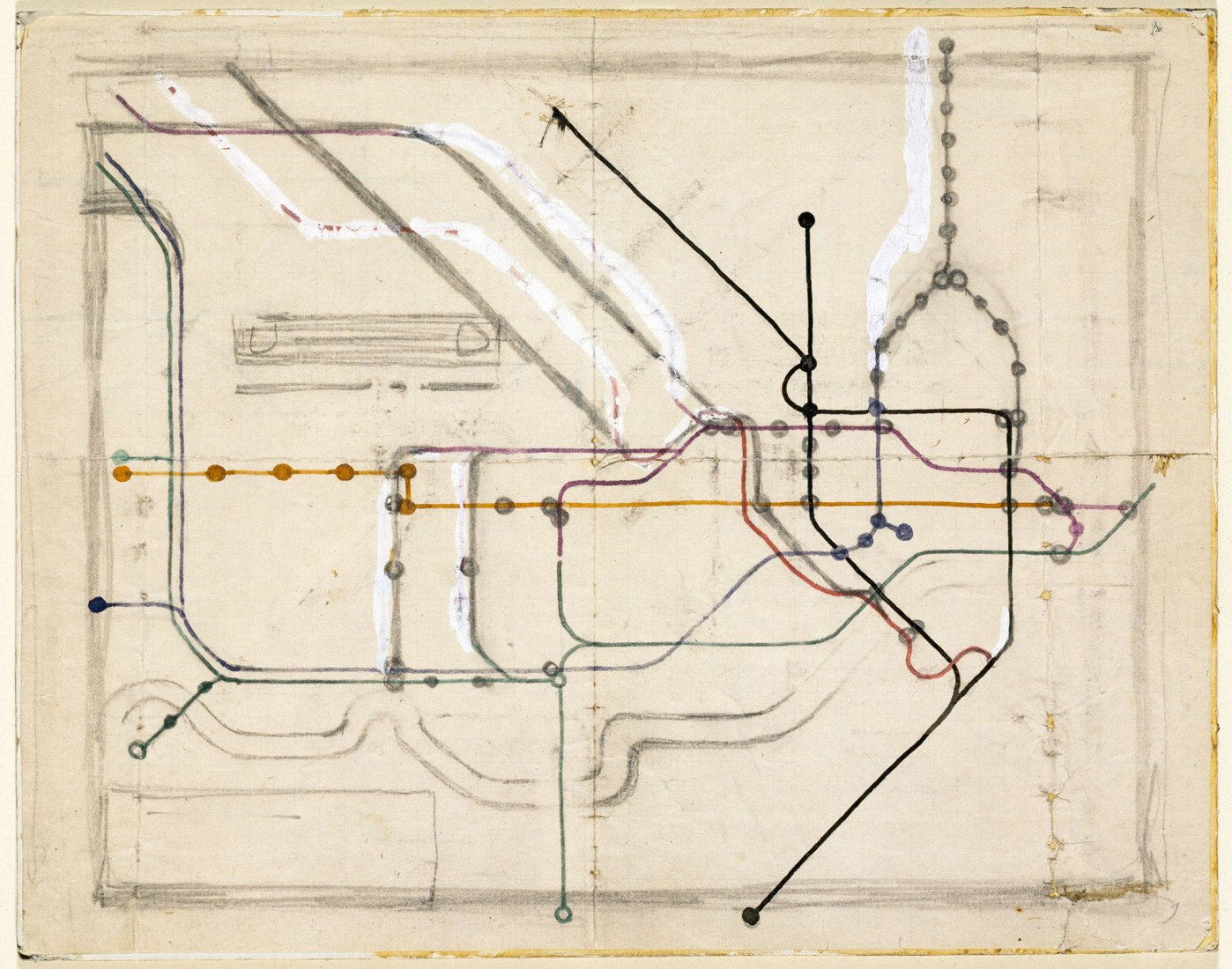 Henry C. Beck. First sketch of the diagram for the London subway map, 1931. Victoria and Albert Museum, London