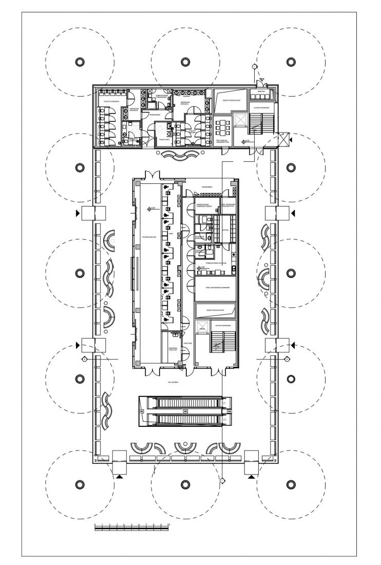 Plano de planta primera. La estación Metropolitana de Lublin por Tremend Architecture Studio.