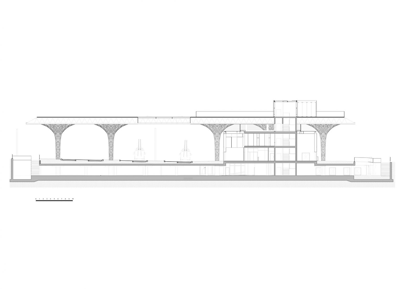 Plano de sección. La estación Metropolitana de Lublin por Tremend Architecture Studio.