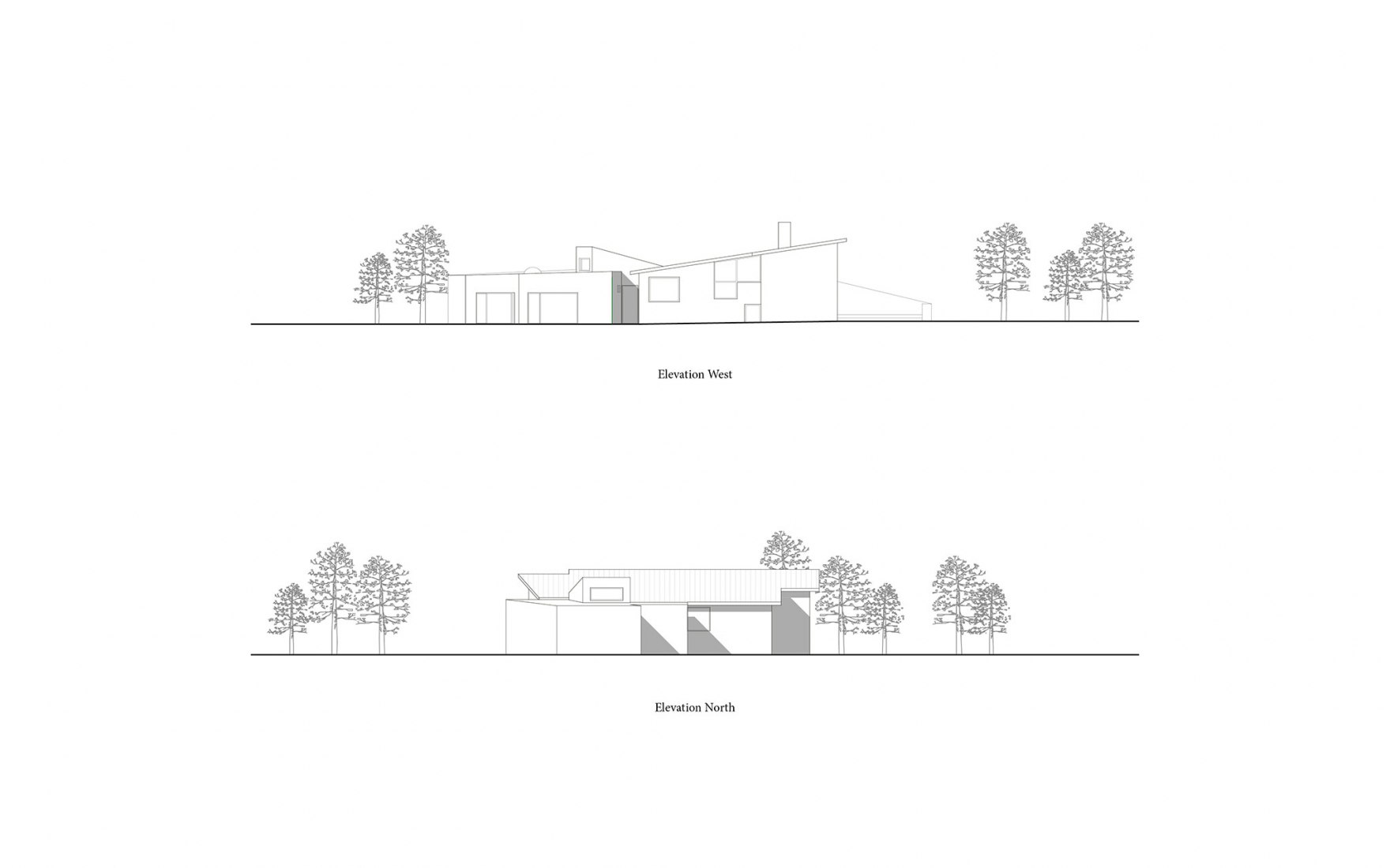 Alzados norte y oeste. Ægisíða 44 por Trípólí Architects.