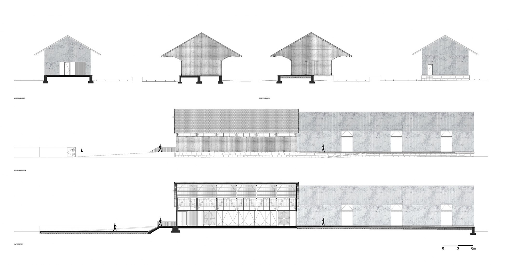 Alzados. Centro de Interpretación del Valle del TUA por Rosmaninho+Azevedo Architects.