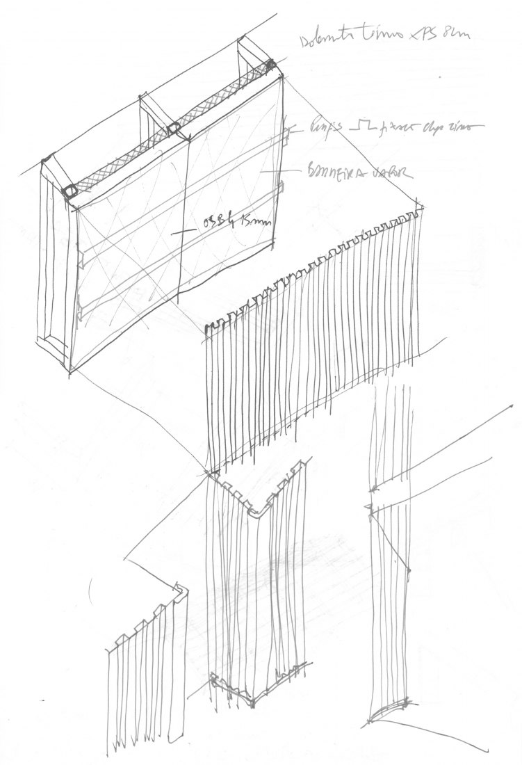 Bocetos detalles, norte. Centro de Interpretación del Valle del TUA por Rosmaninho+Azevedo Architects.