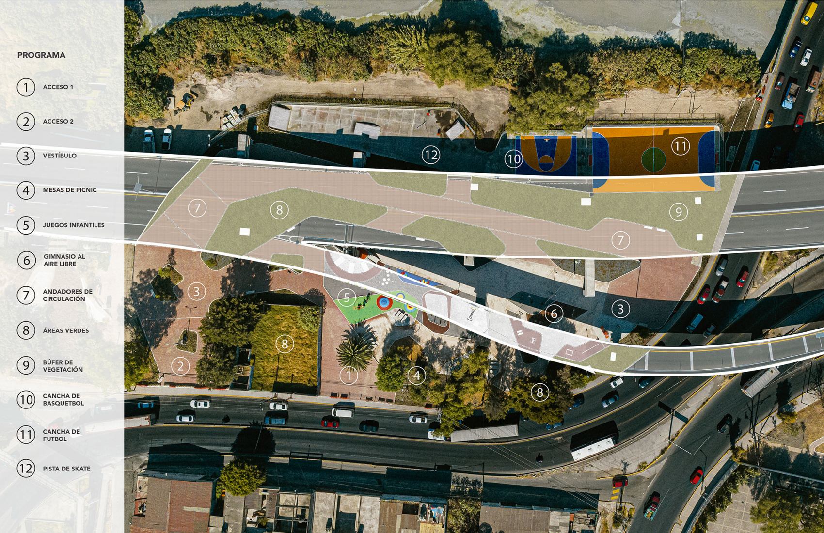 Floor. Urban Park El Dique by Taller de Urbanismo MX.