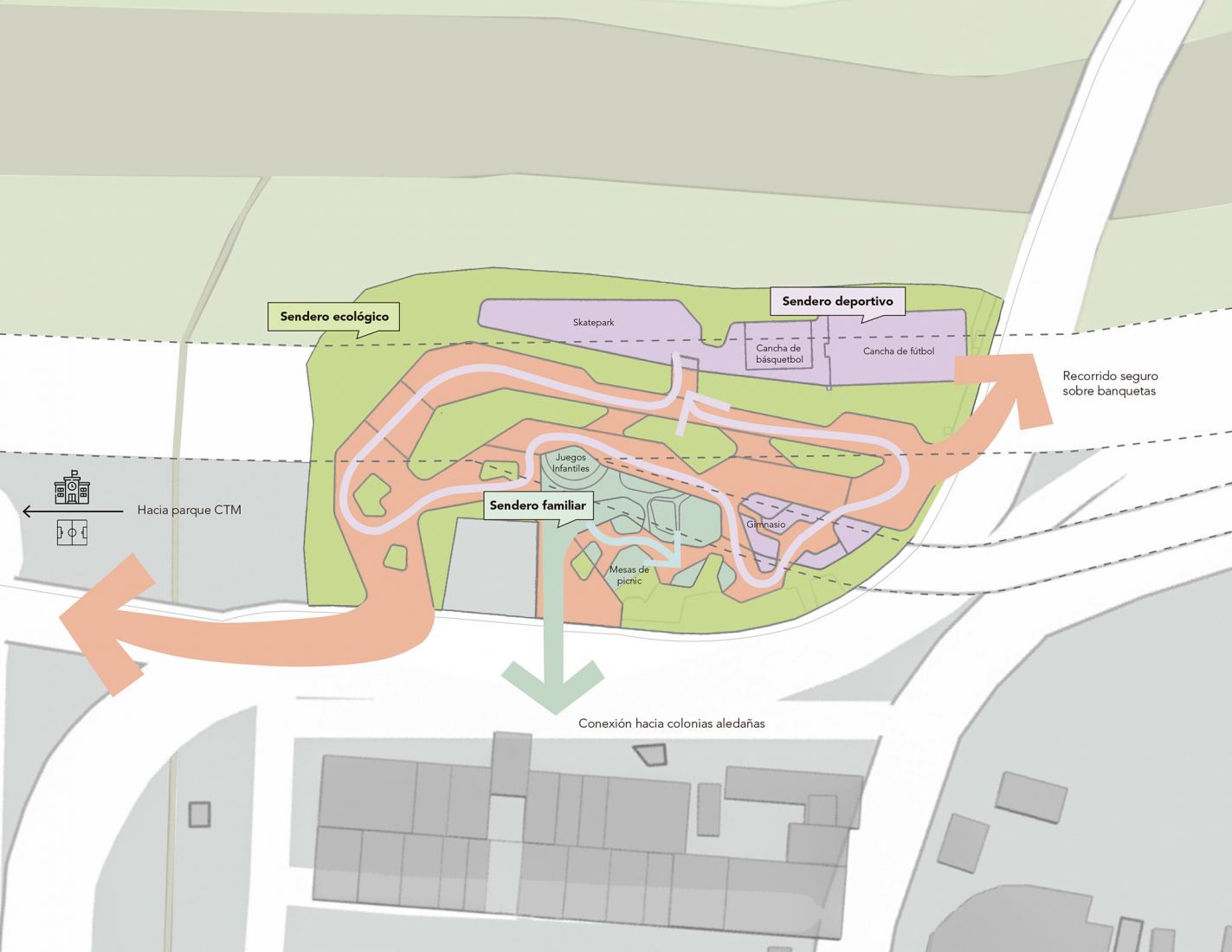 Site plan. Urban Park El Dique by Taller de Urbanismo MX.