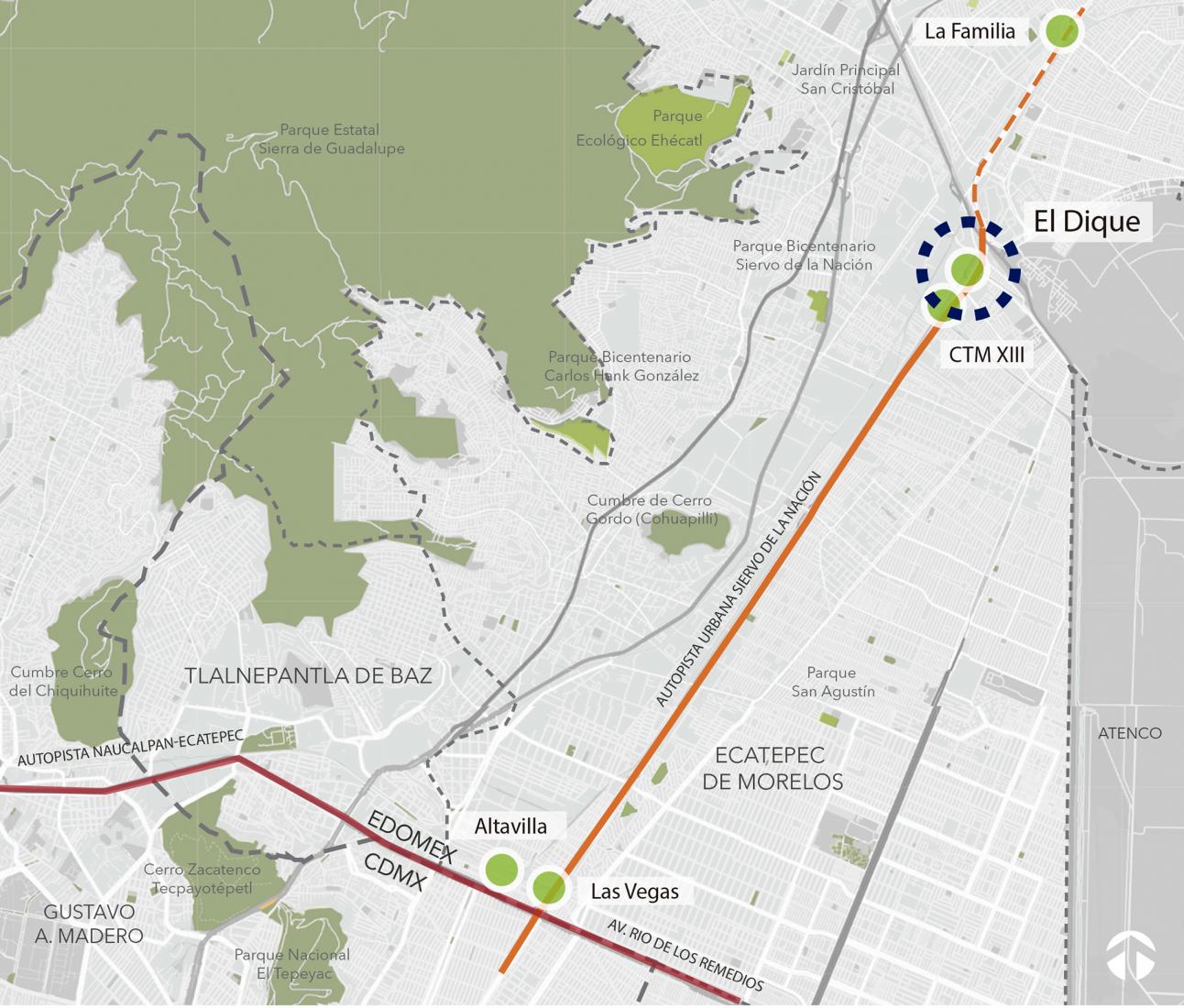 Site plan. Urban Park El Dique by Taller de Urbanismo MX.