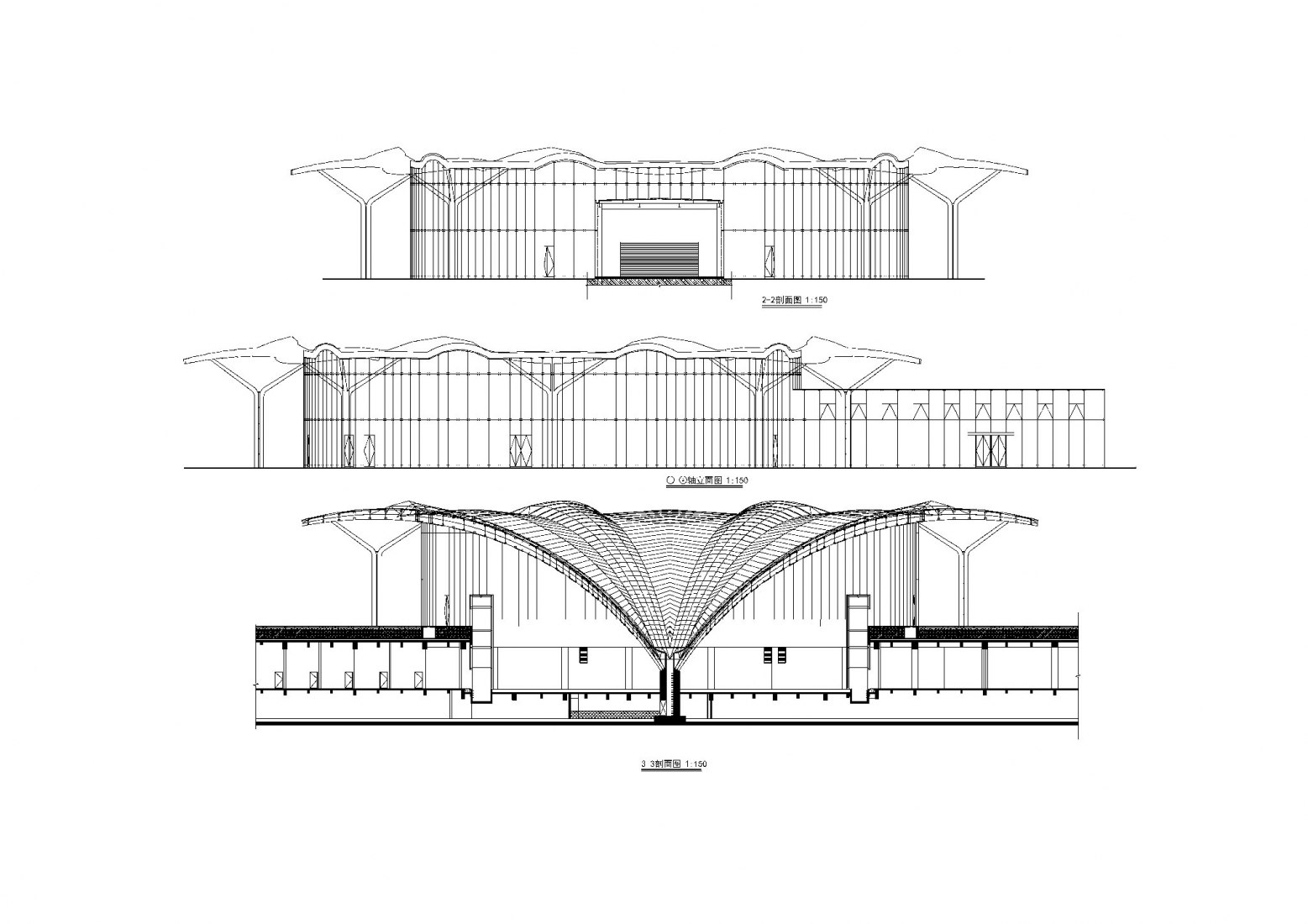 Elevation & section. Zaozhuang Citizen Service Center by UDG.