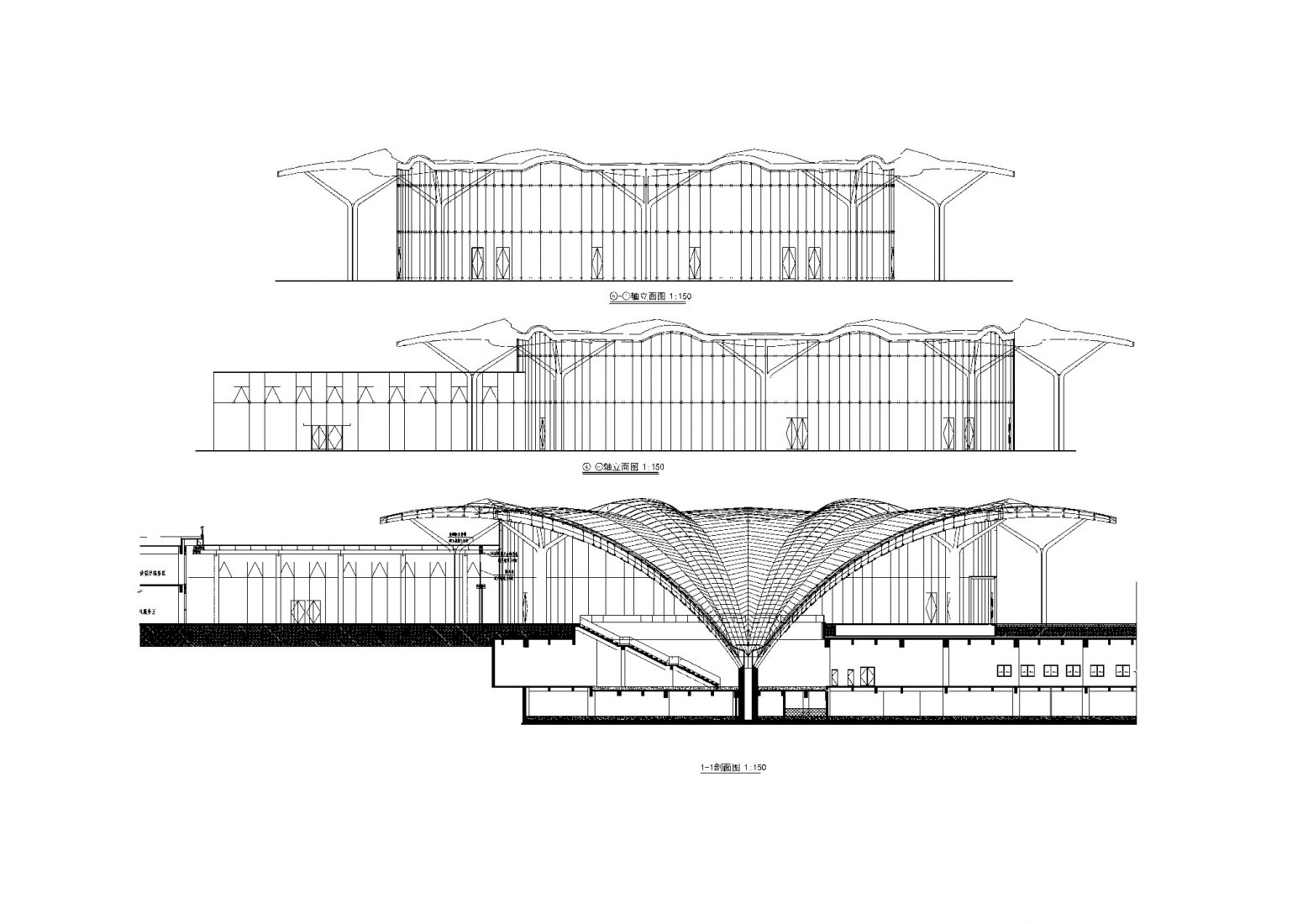 Elevation & section. Zaozhuang Citizen Service Center by UDG.