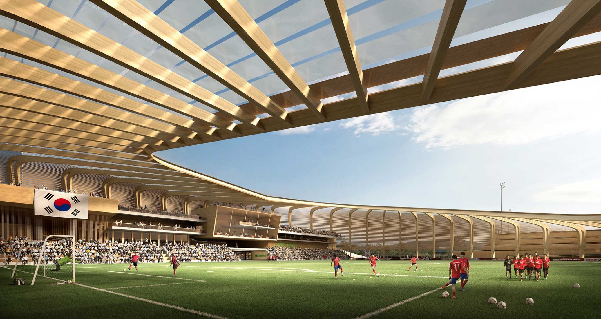 Centro Nacional de Fútbol Coreano por UNStudio. Visualización por Brick Visual