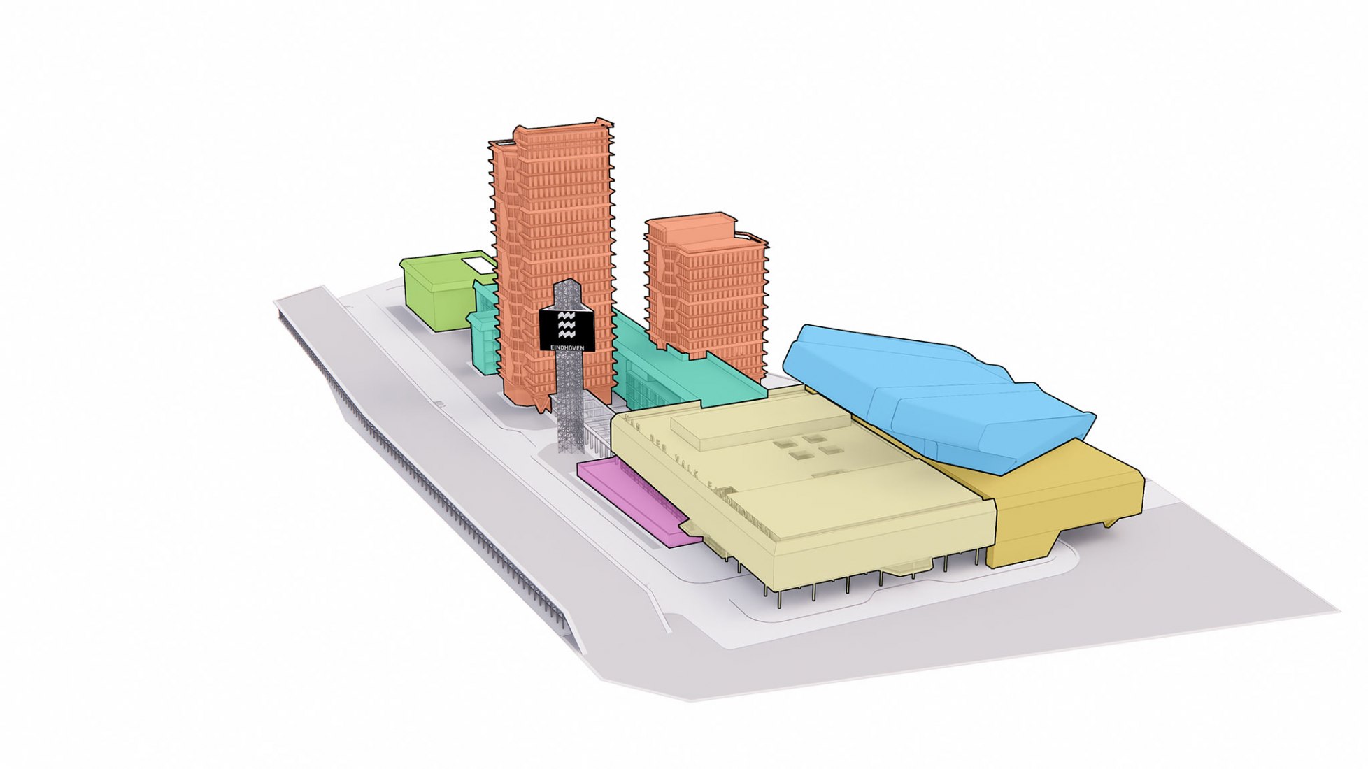 Program axonometry. Elysion Congress Center by UNStudio and Quant Architectuur