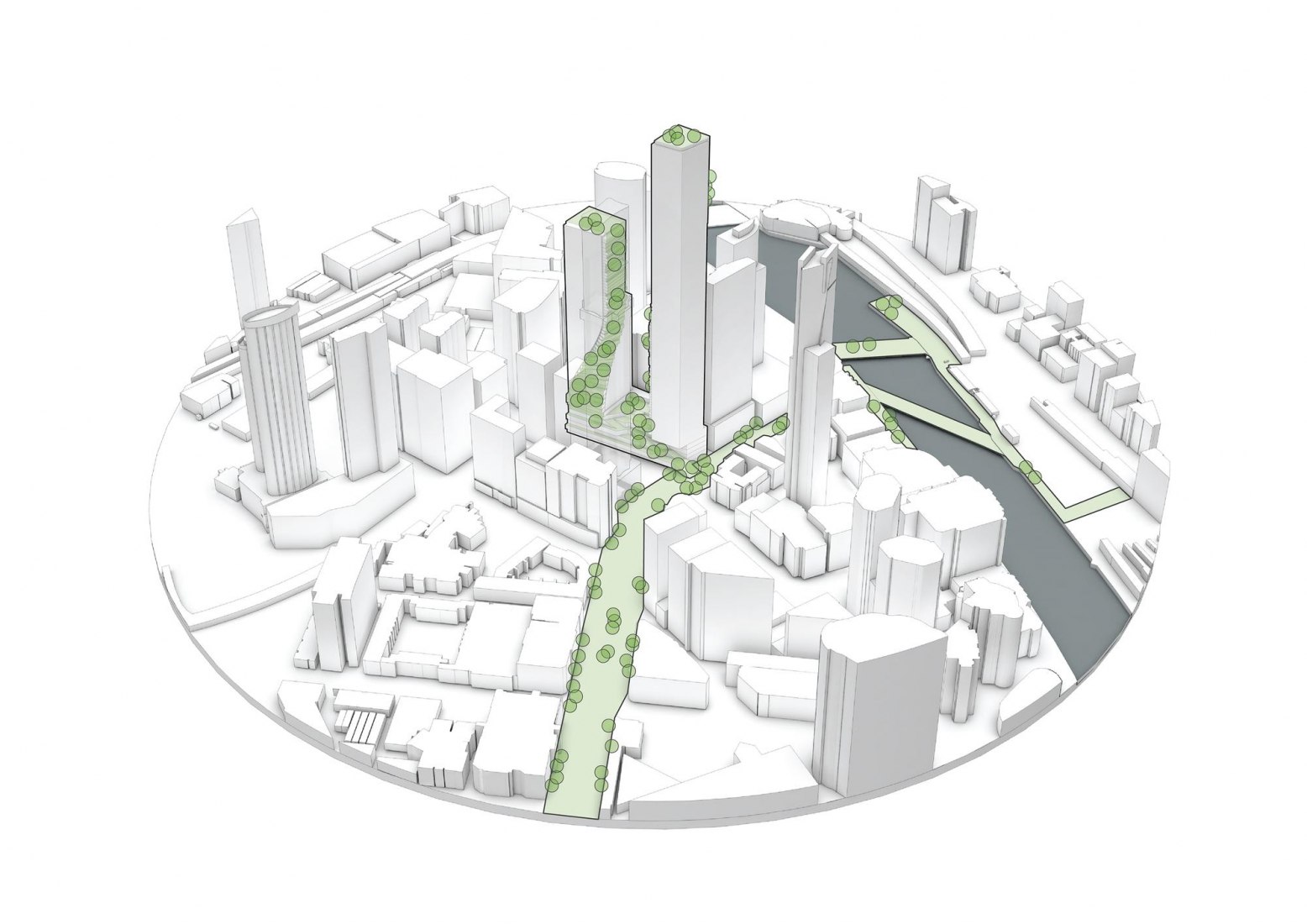 'Green Spine' propuesta ganadora por UNStudio con Cox Architecture