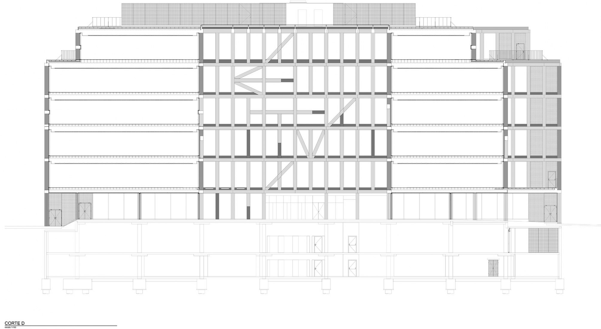 Sección. Centro de Negocios Urbo por Nuno Capa Arquitecto. Cortesía de Nuno Capa.