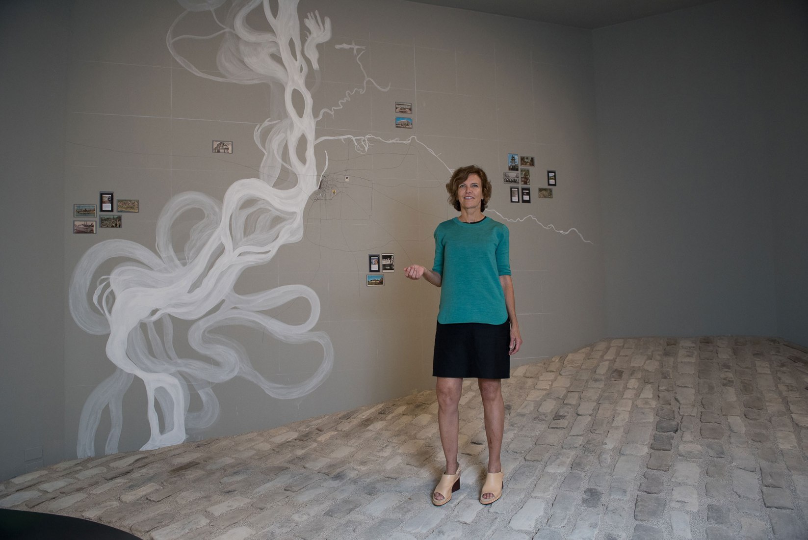 Jeanne Gang, principal of Studio Gang, with Stone Stories. Photograph © Francesca Bottazzin. Courtesy of the School of the Art Institute of Chicago and the University of Chicago.