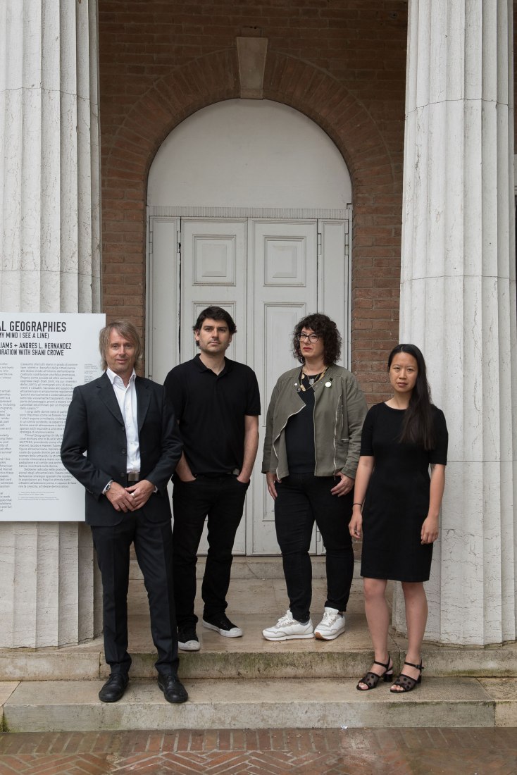 (from left to right) Curator Niall Atkinson, associate curator Iker Gil, curator Mimi Zeiger, curator Ann Lui. Photograph © Francesca Bottazzin. Courtesy of the School of the Art Institute of Chicago and the University of Chicago.