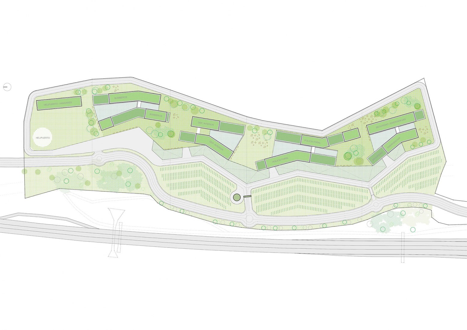 Plano de la propuesta. Centro de coordinación de seguridad y emergencias de Navarra por Vaillo+Irigaray Architects