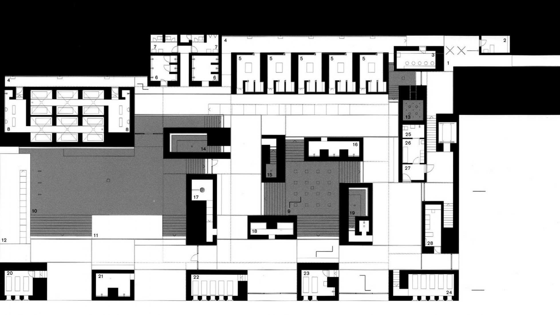 Planta de baños. Las termas de Vals por Peter Zumthor.