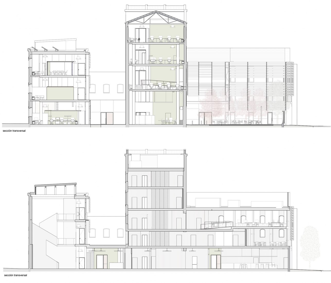 Secciones. La harinera del Grao por VAM10 arquitectura y paisaje.