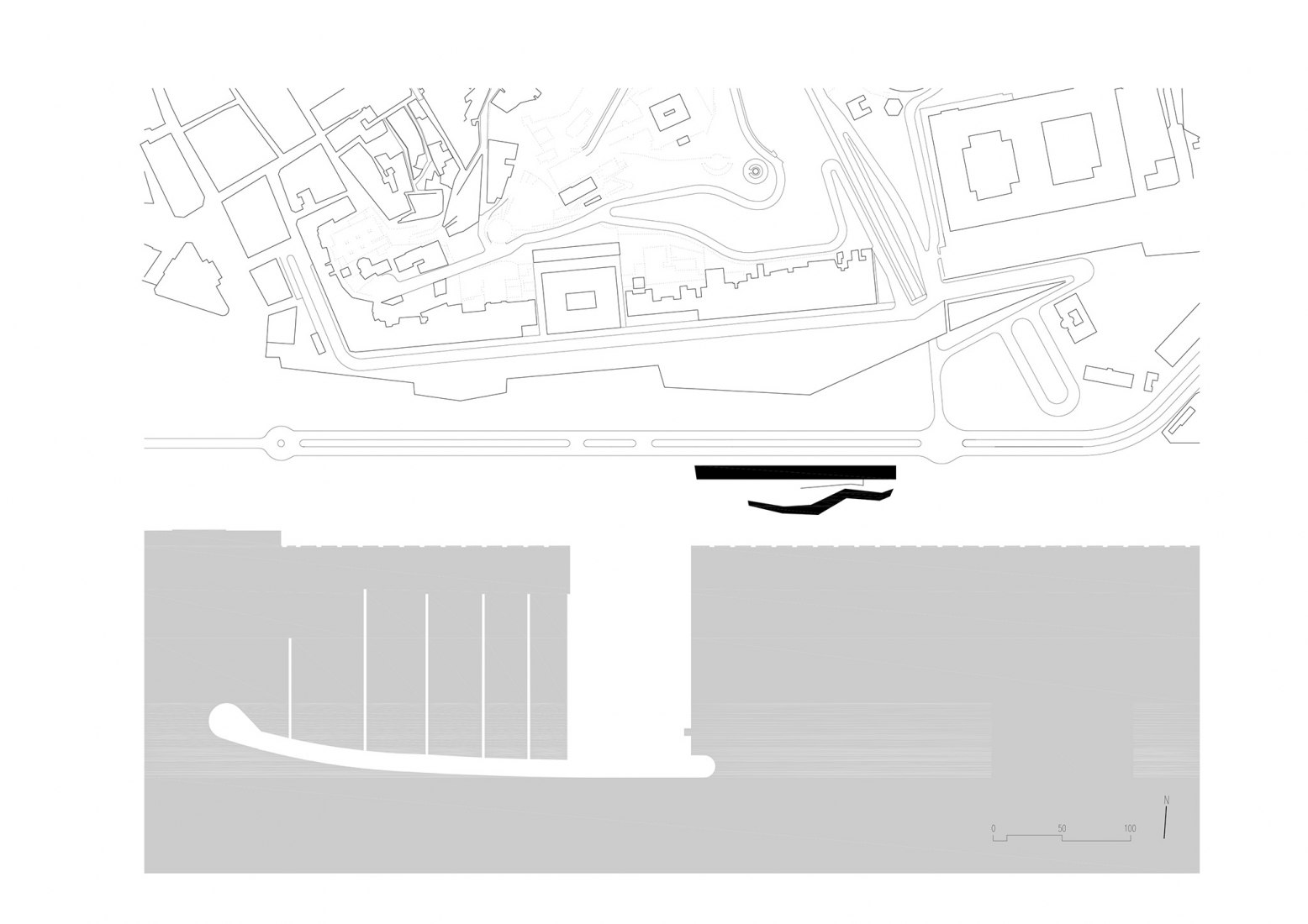 Plano de situación. Museo Nacional de Arqueología Subacuática por Vázquez Consuegra.