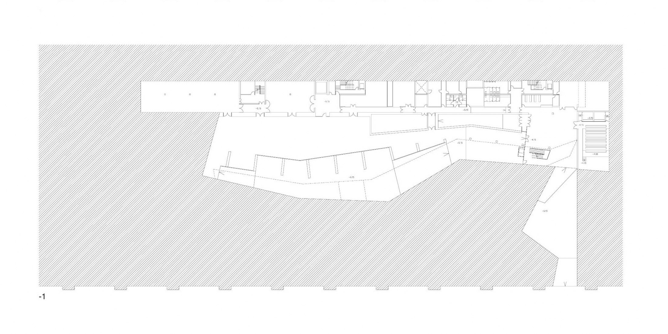 Plano de planta de sótano. Museo Nacional de Arqueología Subacuática por Vázquez Consuegra.