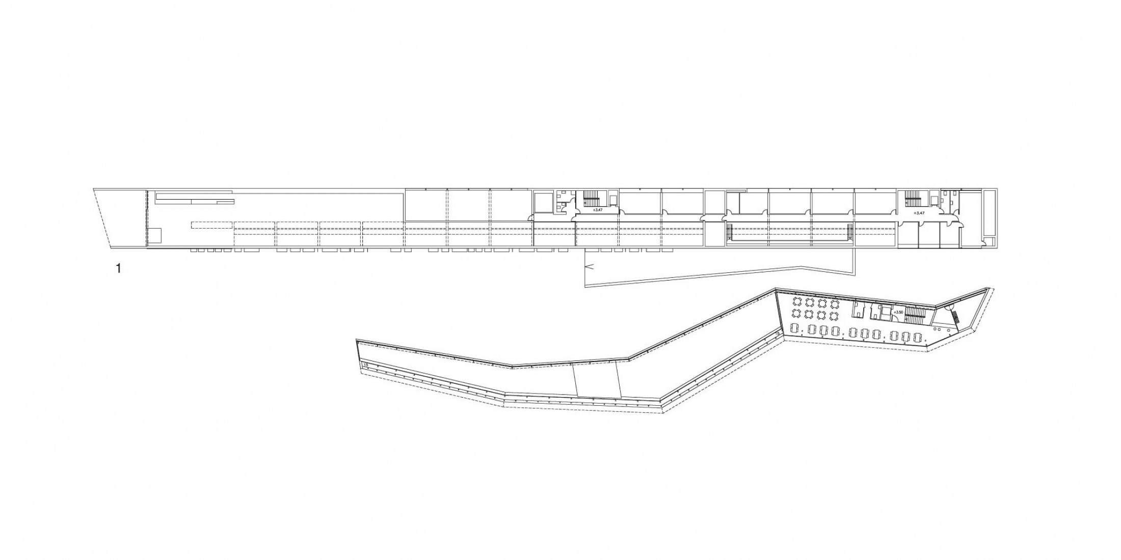 Plano de primera planta. Museo Nacional de Arqueología Subacuática por Vázquez Consuegra.