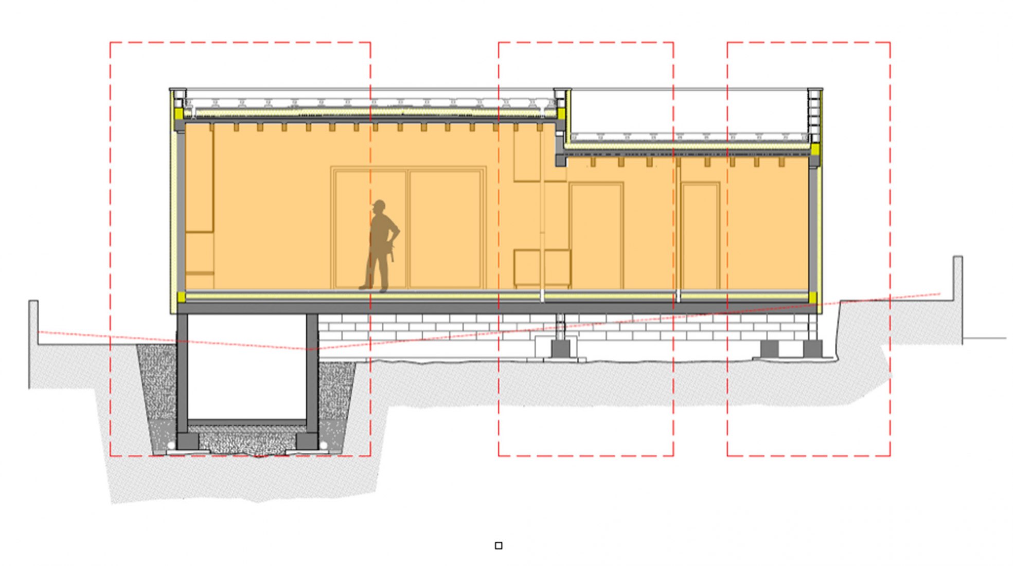 Sección. Vivienda Ca n’Uli por Vicenç Mulet.