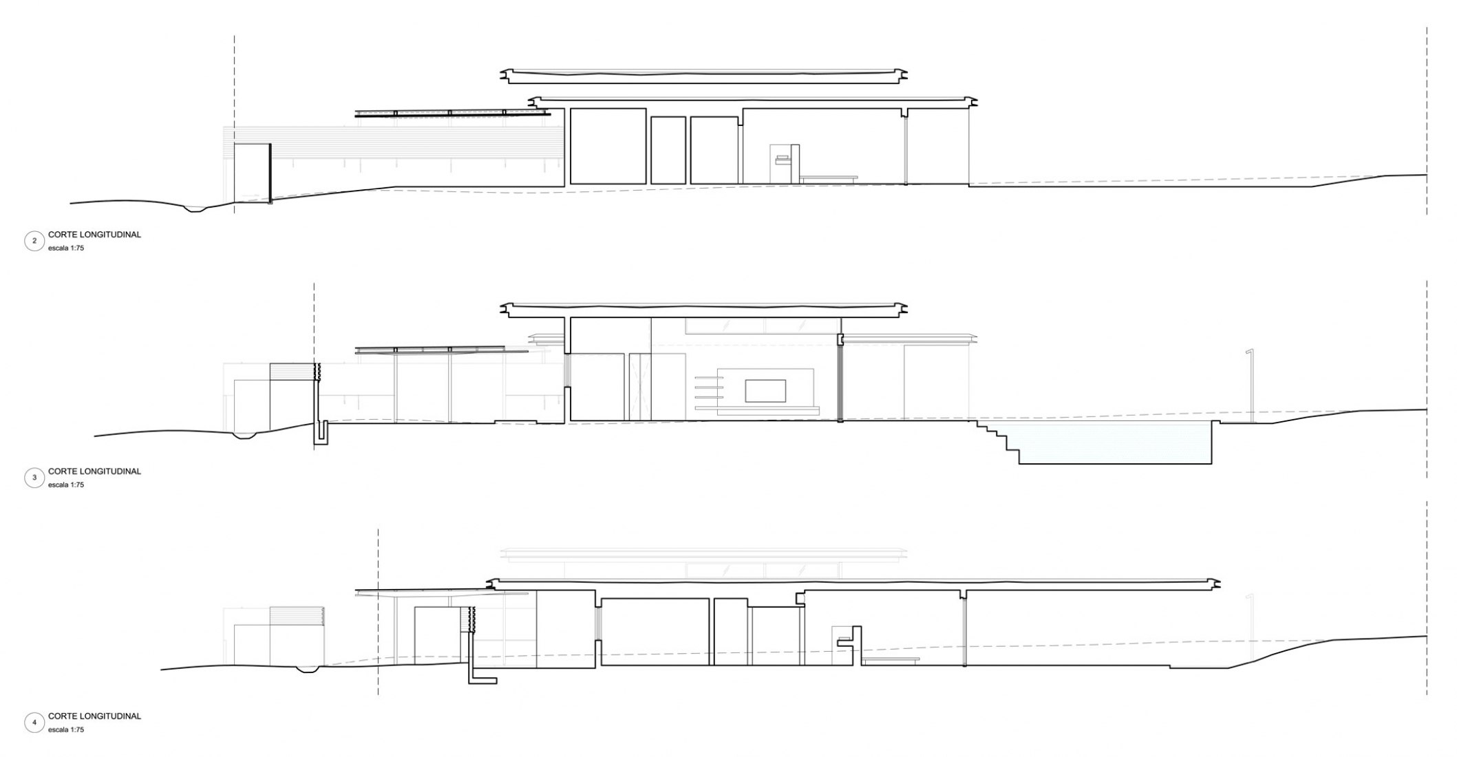 Longitudinal section. Villa Monoi by OsArq.