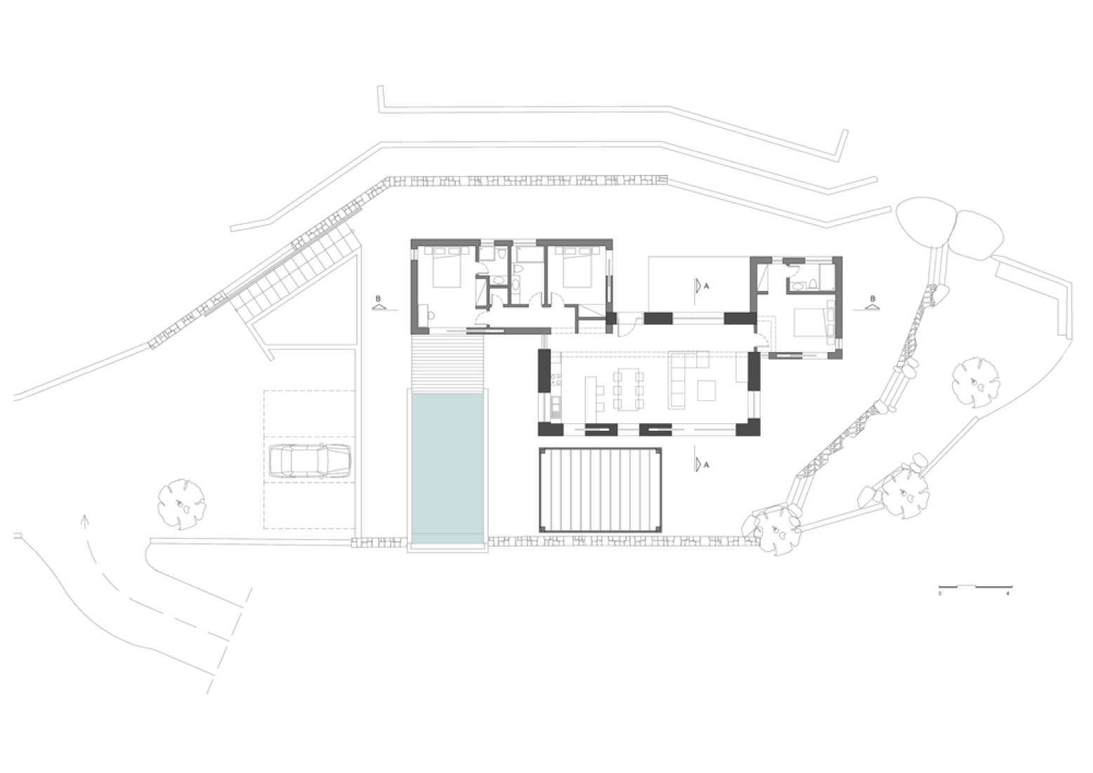 Ground floor plan. Villa Melana by Valia Foufa and Panagiotis Papassotiriou.