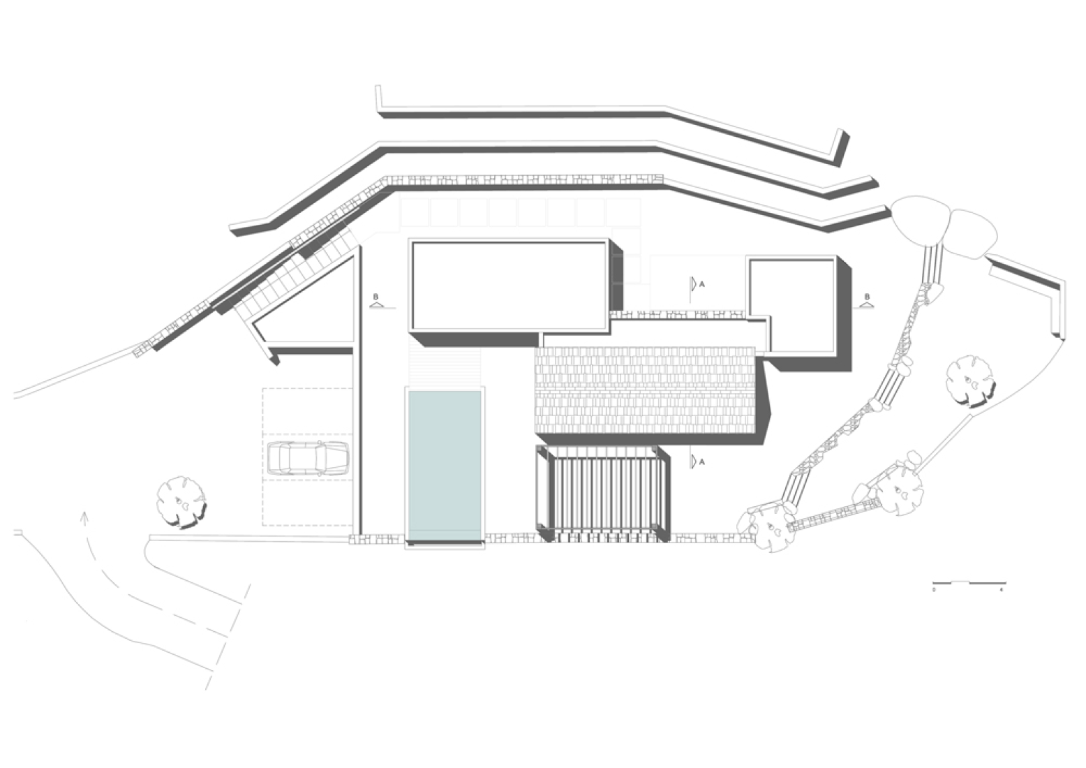 Roof plan. Villa Melana by Valia Foufa and Panagiotis Papassotiriou.
