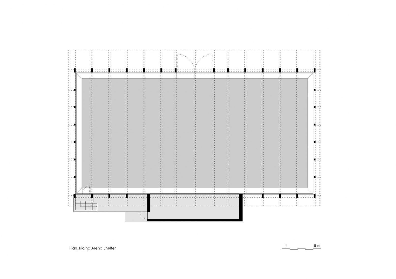 Floor plan - riding arena shelter. MG Coudelaria by Visioarq.