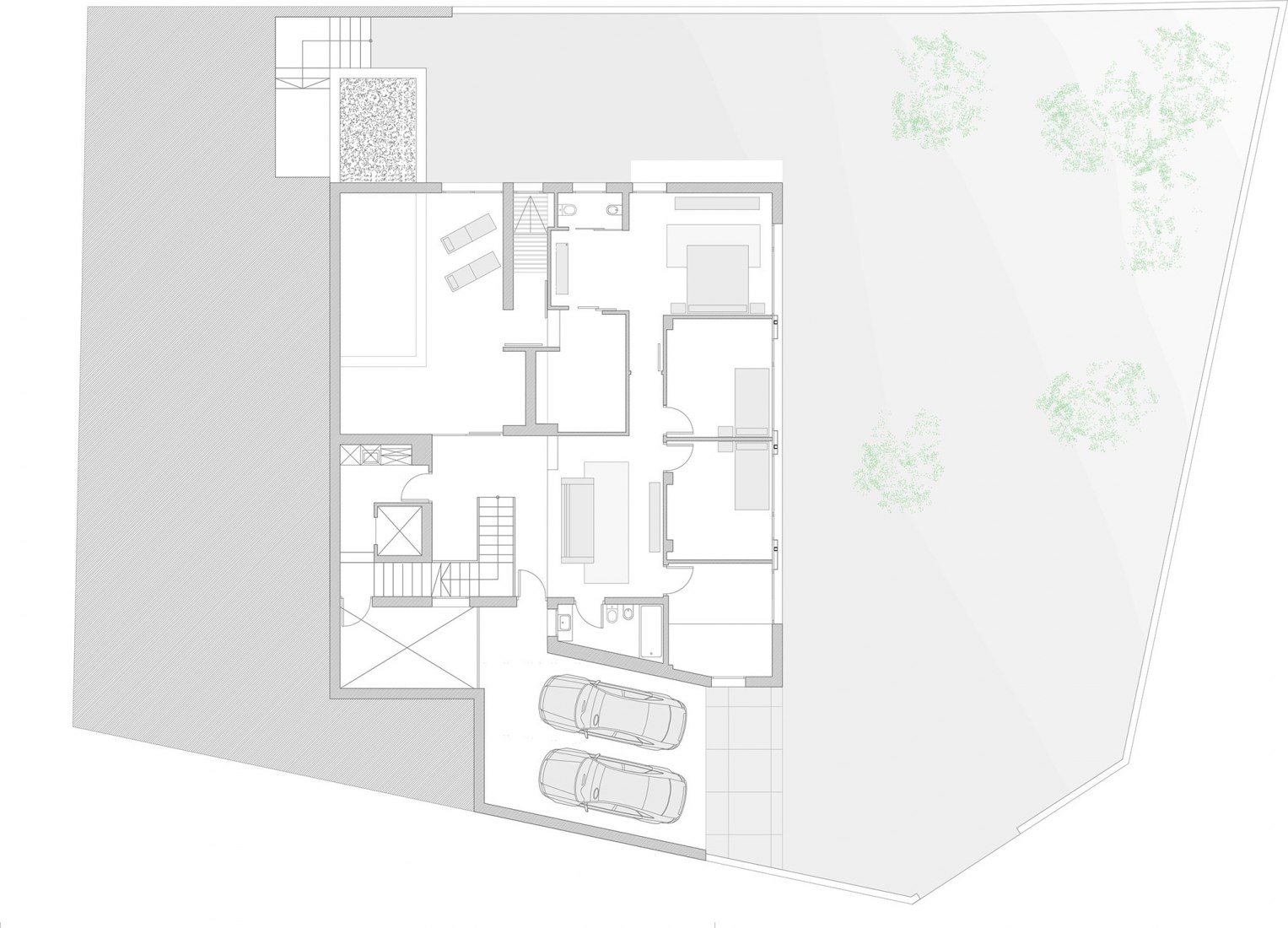 Plano planta sótano. Vivienda Bioclimática en la Marina Alta por Pepe Cabrera. Cortesía de Pepe Cabrera.