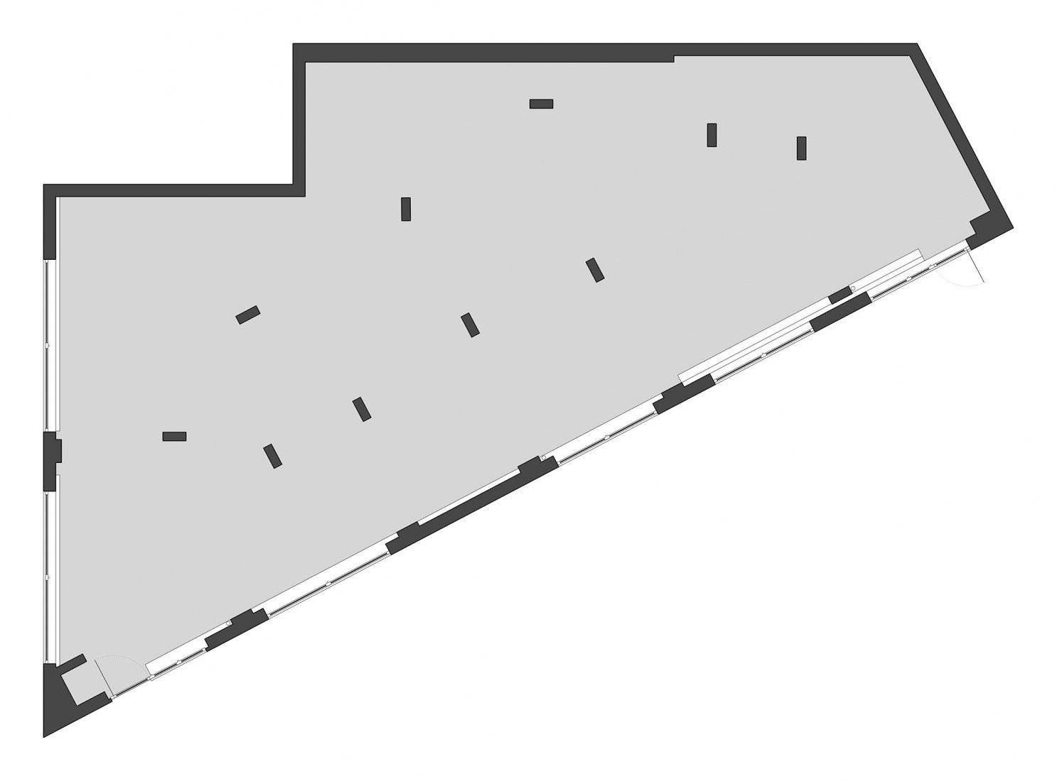 Ground floor plan existing. Creative Agency Dalston-N16 by VOSS Architects.