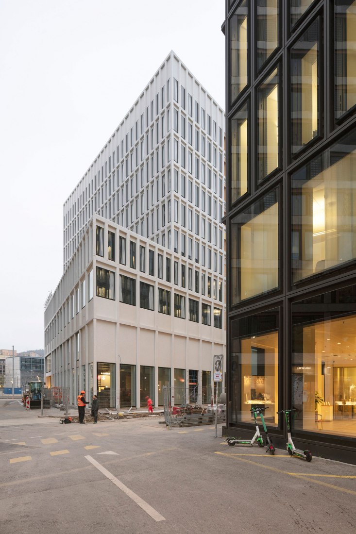Near the completion of Europaallee 'Site D' by Wiel Arets Architects - WAA. Photograph courtesy of WAA