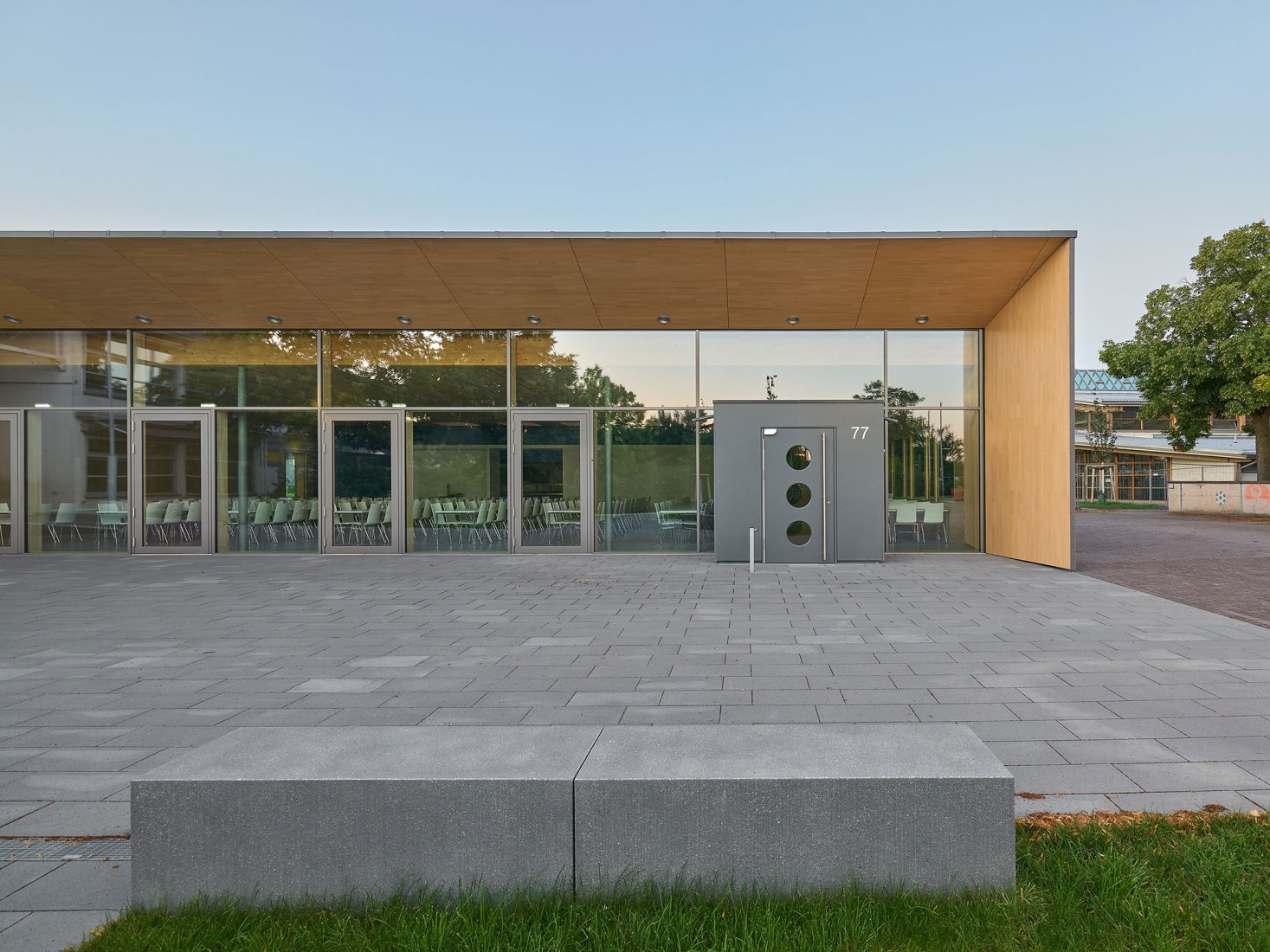 Canteen of the Wolfbusch School by Walter Huber Architekten.  Photograph by Zooey Braun.
