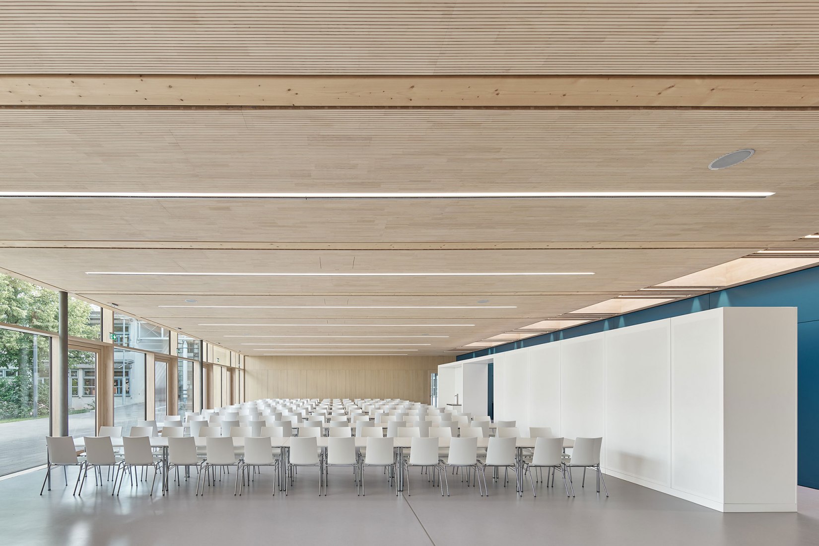 Canteen of the Wolfbusch School by Walter Huber Architekten.  Photograph by Zooey Braun.