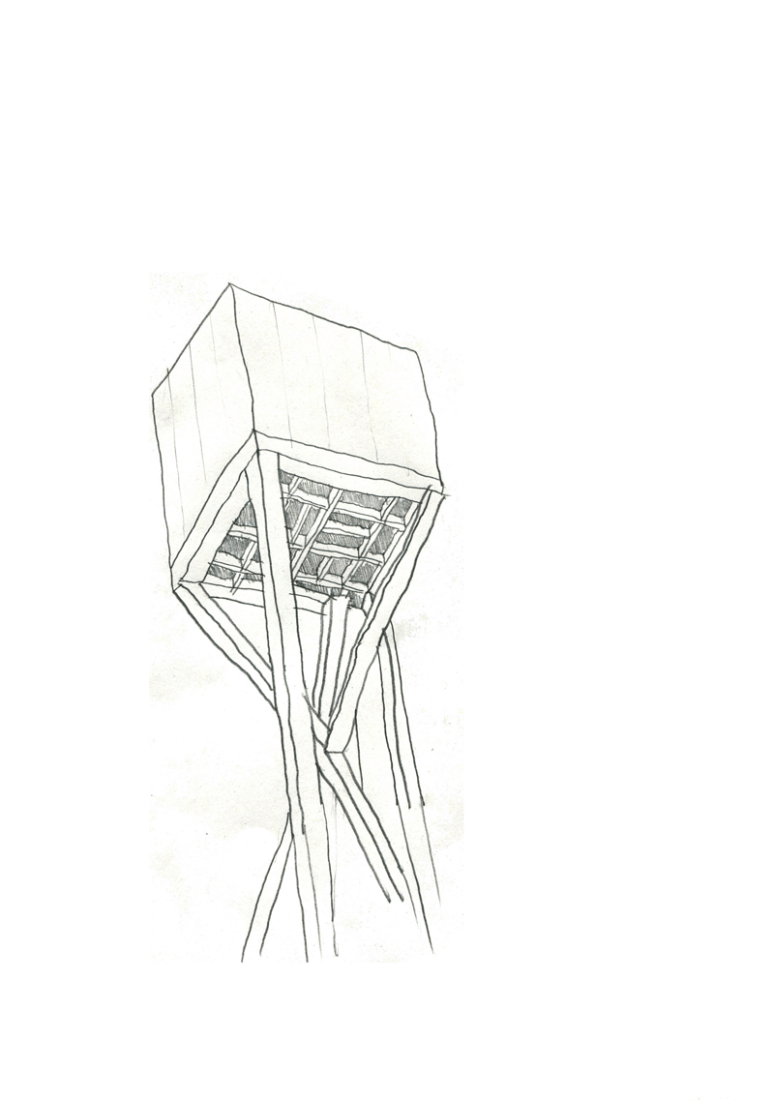 Croquis. Torre de Agua de Ghlin / Chateau d'eau por V+. 