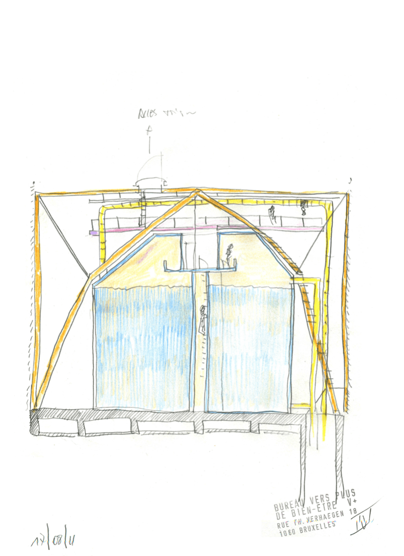 Croquis. Torre de Agua de Ghlin / Chateau d'eau por V+. 