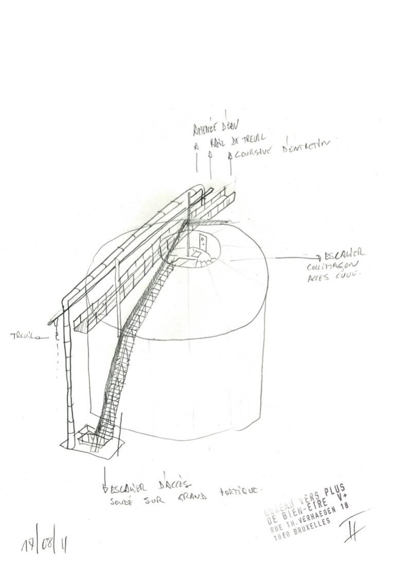 Croquis. Torre de Agua de Ghlin / Chateau d'eau por V+. 